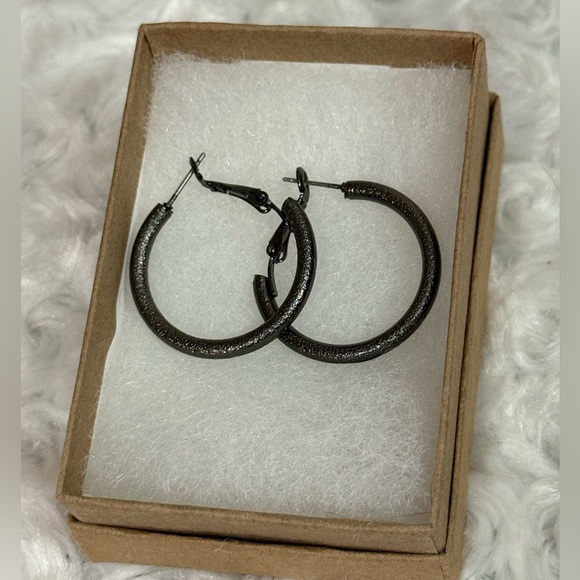 Black Hoop Earrings - Picture 1 of 1